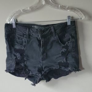 Distressed jean shorts